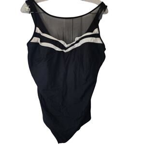 Longitude Women's One Piece Sheer Mesh Trim Plus Size 22W